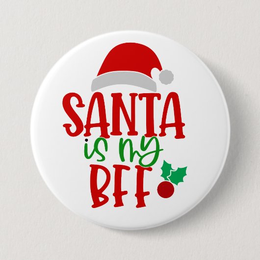 可愛いサンタ最高のフレンドは永遠のおもしろいクリスマス 缶バッジ (正面)