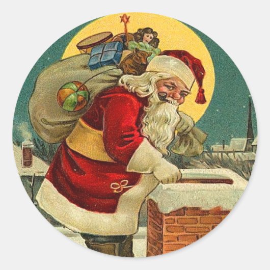 可愛いサンタ・クリスマスステッカー ラウンドシール (正面)
