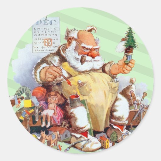 可愛いサンタ・クリスマスステッカー ラウンドシール (正面)