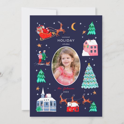 可愛いサンタ・ヴィンテージのクリスマスフォト シーズンカード (正面)