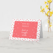 可愛いサーモンピンクのドット誕生日の挨拶 カード (黄色い花)