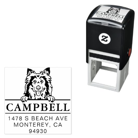可愛いシェットランドカスタムシェプドッグ犬の住所スタンプ セルフインキングスタンプ (インサイチュ)