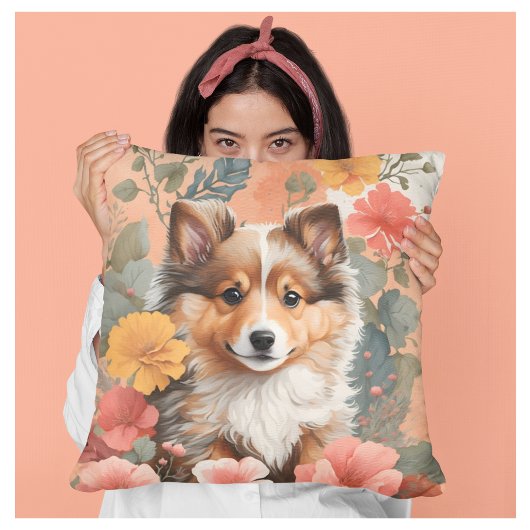 可愛いシェットランドシェプドッグパピー クッション