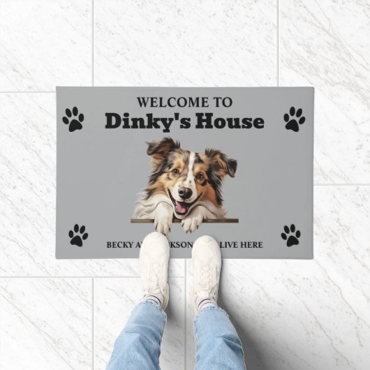 可愛いシェットランドシェプドッグ犬の写真 ドアマット (室内)