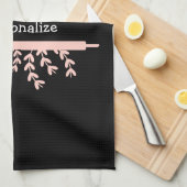 可愛いシェフハッ転がツピンベイカーピンクブラック キッチンタオル (四つ折り)