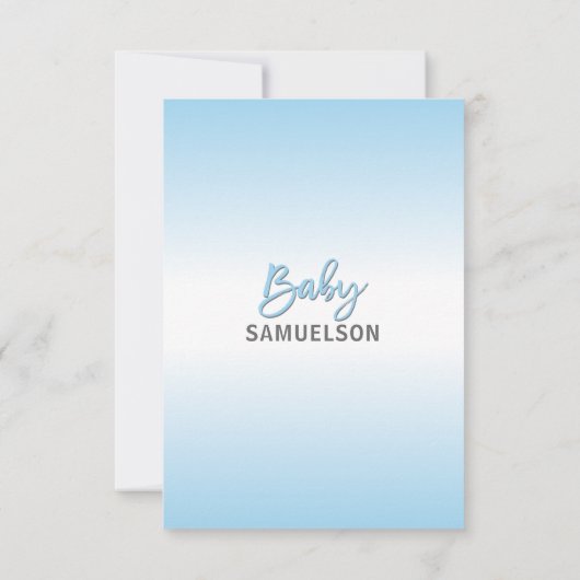 可愛いシェブロンブルーグレーエレファントベイビーシャワーボーイ 招待状 (裏面)