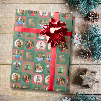 可愛いシカの写真 クリスマス ラッピングペーパー