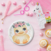 可愛いシックなアヒルのピンクのローズ金ゴールド赤ちゃんシャワー ペーパープレート (パーティー)