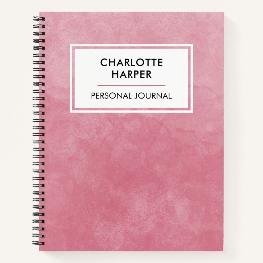 可愛いシックなガーリー水モダン色の洗浄赤面ピンク ノートブック (正面)