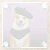 可愛いシックなコルギドッグベレー&バンダナを着て ガラスコースター (裏面)