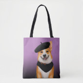 可愛いシックなコルギドッグベレー&バンダナを着て トートバッグ (正面)