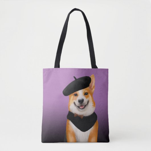 可愛いシックなコルギドッグベレー&バンダナを着て トートバッグ (正面)