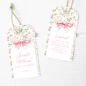 可愛いシックなピンクの弓のベビーガールの女の子シャワー感謝していユー ギフトタグ