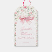 可愛いシックなピンクの弓のベビーガールの女の子シャワー感謝していユー ギフトタグ (正面)