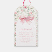 可愛いシックなピンクの弓のベビーガールの女の子シャワー感謝していユー ギフトタグ (裏面)