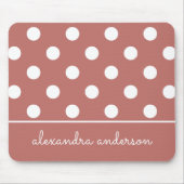 可愛いシックなピンク水玉模様パターパーソナライズされたン名 マウスパッド (正面)
