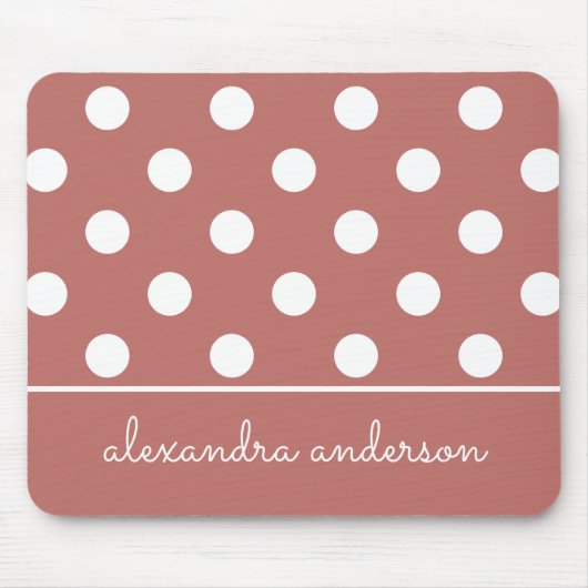 可愛いシックなピンク水玉模様パターパーソナライズされたン名 マウスパッド (正面)