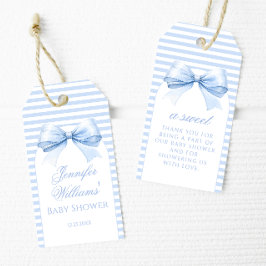 可愛いシックなブルーボウ男の赤ちゃんシャワーサンキュー ギフトタグ