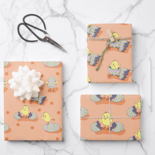 可愛いシック模様イースターラッピング紙シート ラッピングペーパーシート (正面)