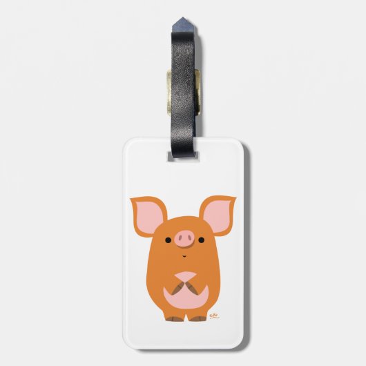 可愛いシャイな漫画の豚の荷物タグ ラゲッジタグ (裏面縦)