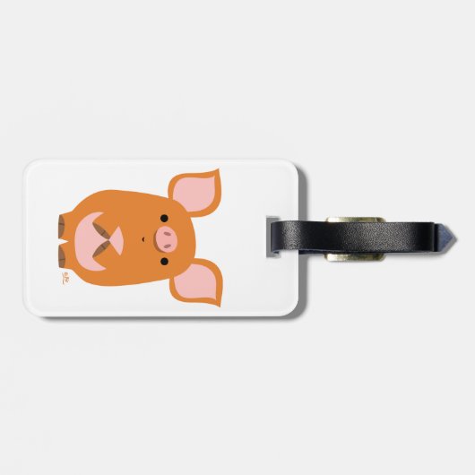 可愛いシャイな漫画の豚の荷物タグ ラゲッジタグ (裏面横)