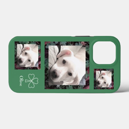 可愛いシャムロックとクローバーのかわいらし子犬の緑のケース Case-Mate iPhoneケース (裏面 (横))