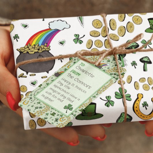 可愛いシャムロックパターンSt patricks dayから ギフトタグ