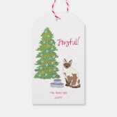 可愛いシャム猫とツナの楽しいクリスマス ギフトタグ (裏面)
