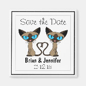 可愛いシャム猫の尻尾ハート結婚式期日保存 マグネット (正面)