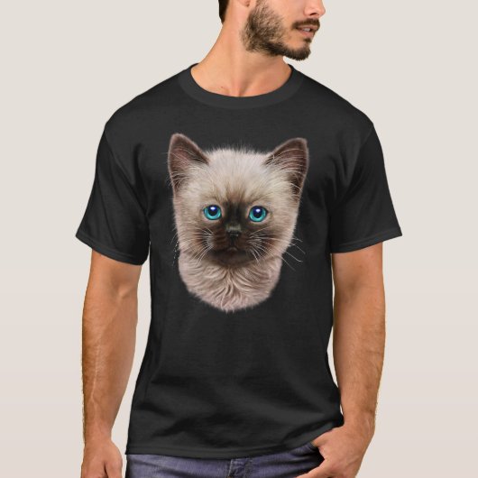 可愛いシャム猫ふわふわ猫顔 Tシャツ (正面)