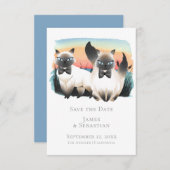 可愛いシャム猫ゲイカップルがデート結婚を救う 招待状 (正面/裏面)