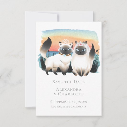 可愛いシャム猫ゲイカップルがデート結婚を救う 招待状 (正面)