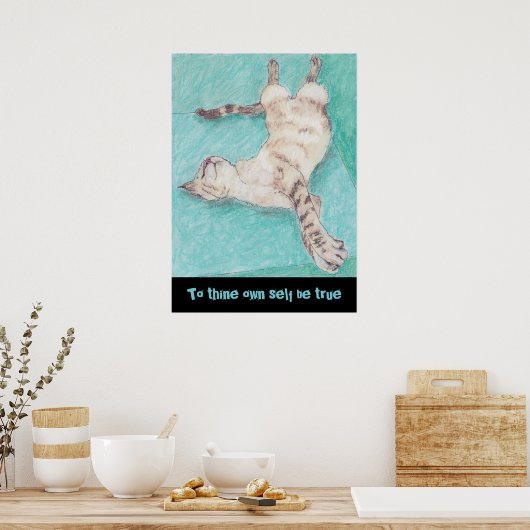 可愛いシャム猫スケッチ引用文 ポスター (キッチン)