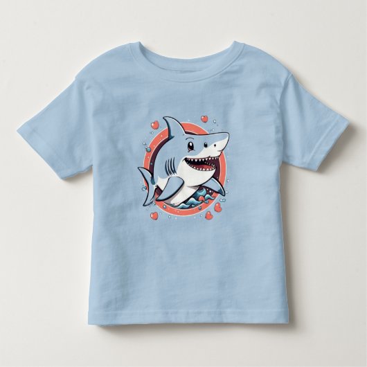 可愛いシャークが海Tシャツでジャンプ トドラーTシャツ (正面)