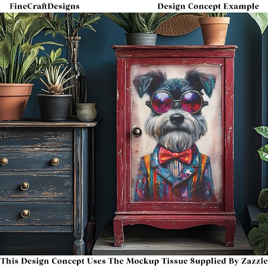 可愛いシュナウザードッグ鮮やかなカラフルCD1デコページ 薄葉紙