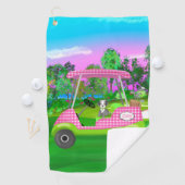 可愛いシュナウザー付きゴルフカート及びイニシャル ゴルフタオル (インサイチュ)