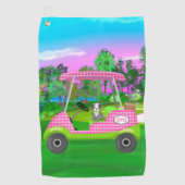 可愛いシュナウザー付きゴルフカート及びイニシャル ゴルフタオル (正面)