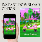 可愛いシュナウザー付きハッピーバースデーゴルフカート カード