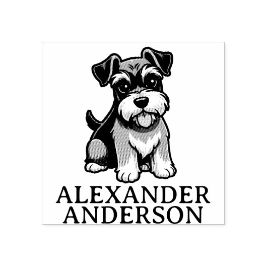 可愛いシュナウザー漫画パーソナライズ ラバースタンプ (インプリント)