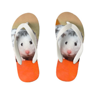 可愛いシリアのハムスター白黒斑点ペットおもしろい キッズビーチサンダル