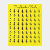 可愛いシルエットアスリートパターン、アフリカアート フリースブランケット (正面)