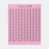 可愛いシルエットココナッツツリーパターンソフトピンク フリースブランケット (正面)