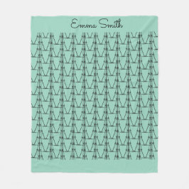 可愛いシルエットココナッツツリーパターンソフトブルー フリースブランケット