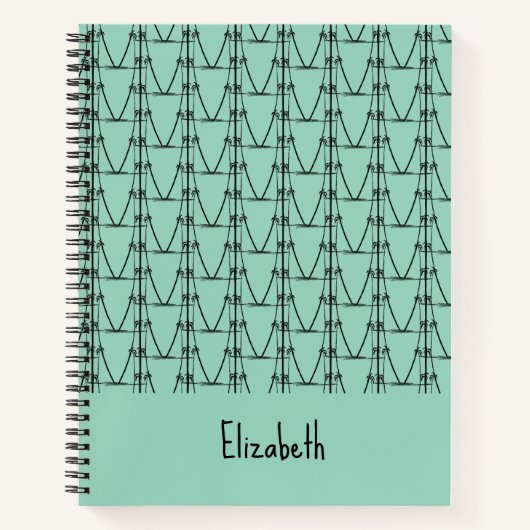 可愛いシルエットパーソナライズされたココナッツツリー ノートブック (正面)
