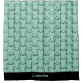 可愛いシルエットモダンピンク シャワーカーテン (正面)