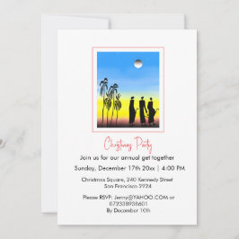 可愛いシルエット賢い男性、白い青のクリスマス 招待状