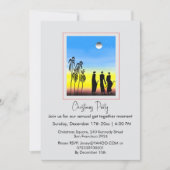 可愛いシルエット賢い男性、白い青のクリスマス 招待状 (正面)