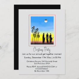 可愛いシルエット賢い男性、白い青のクリスマス 招待状