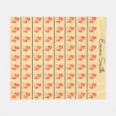 可愛いシルエット、ハッピーダンスアイボリーと赤 フリースブランケット (正面(横))