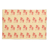 可愛いシルエット、ハッピーダンスアイボリーと赤 枕カバー (裏面-左)